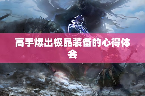 高手爆出极品装备的心得体会